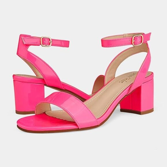 Dream Pairs Womens Open Toe Ankle Strap Chunky Heel Sandals Pink Size 9 - Picture 9 of 11